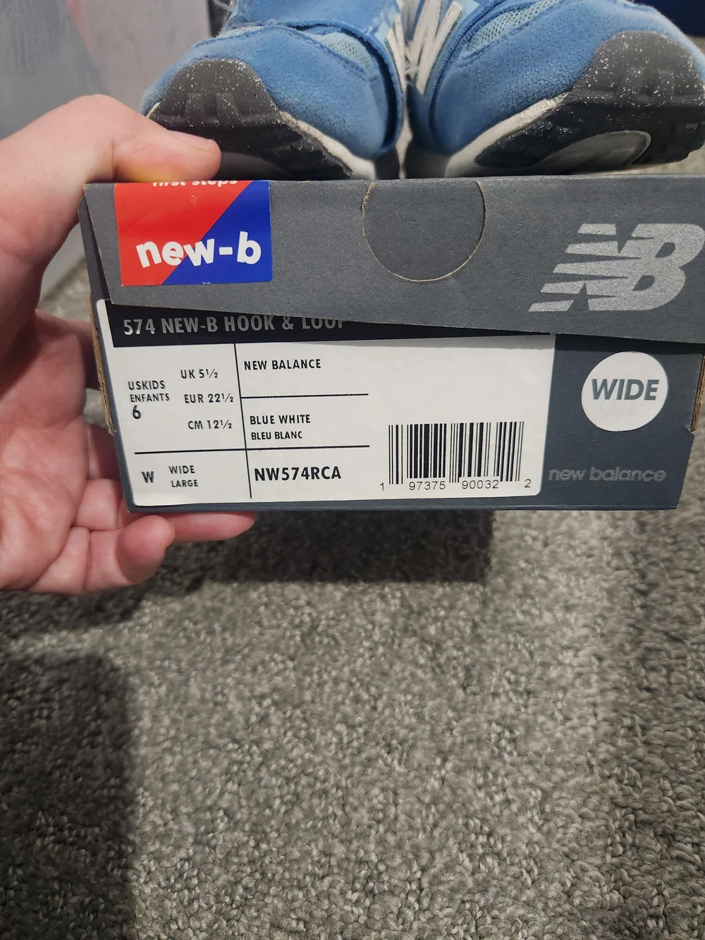 574 New Balance Hook And Loop Toddler Blue Sneakers Size 6 Wide